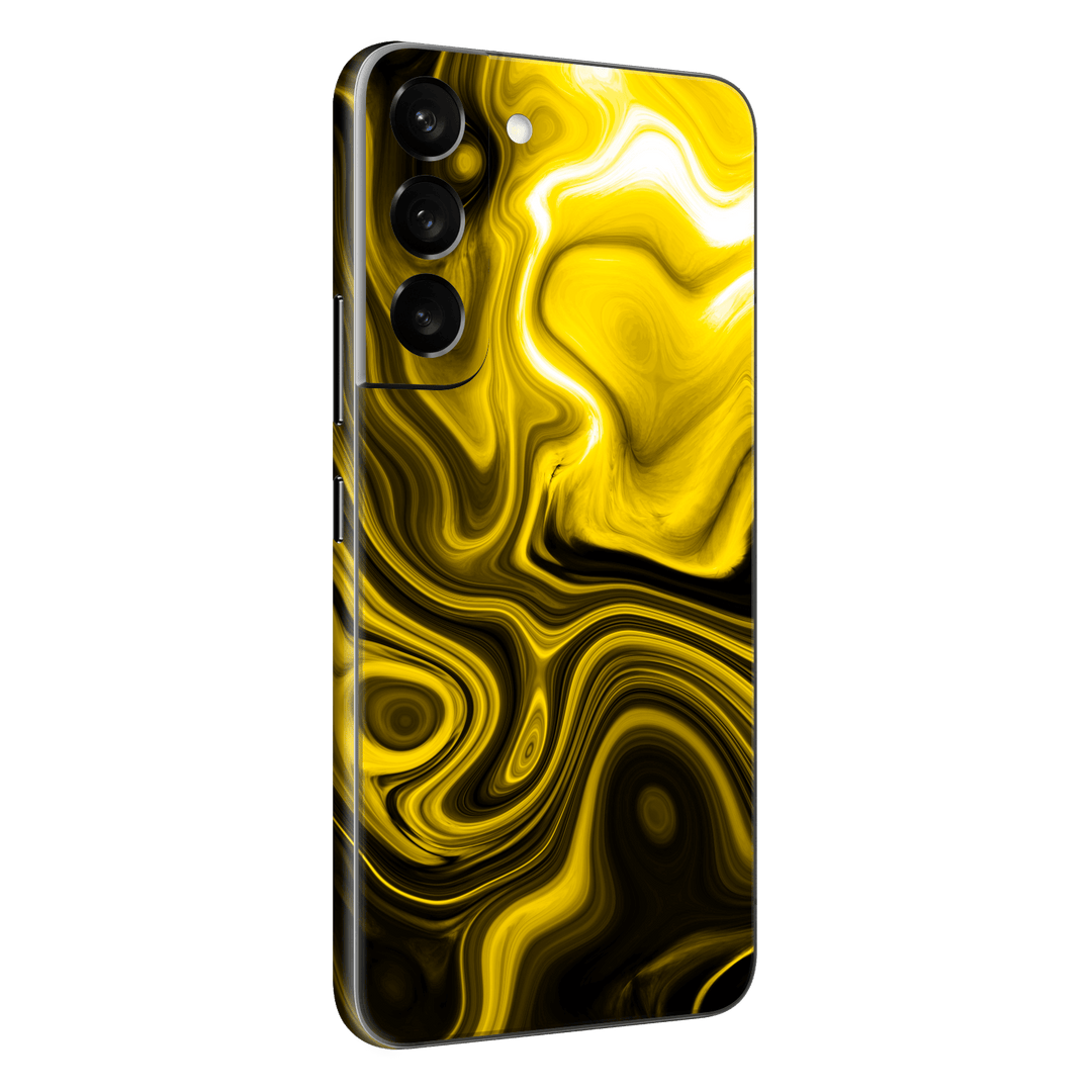Samsung Galaxy S22+ PLUS Print Printed Custom Signature AGATE GEODE Yellow and Black Mixture Skin Wrap Sticker Decal Cover Protector by EasySkinz | EasySkinz.com