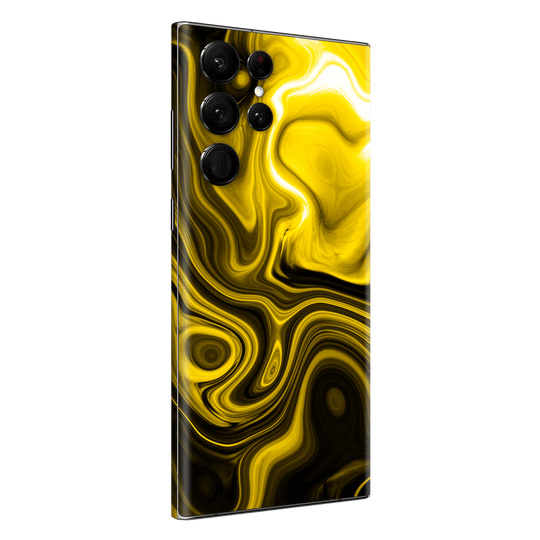 Samsung Galaxy S22 ULTRA Print Printed Custom Signature AGATE GEODE Yellow and Black Mixture Skin Wrap Sticker Decal Cover Protector by EasySkinz | EasySkinz.com