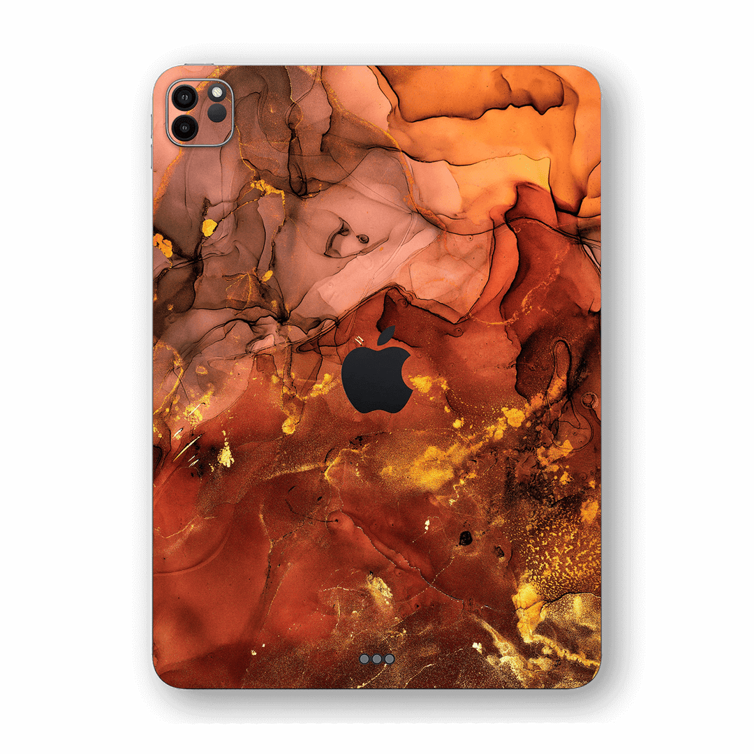 iPad PRO 12.9" (2020) SIGNATURE AGATE GEODE Flaming Orange Brown Fiery Gold Nebula Skin, Wrap, Decal, Protector, Cover by EasySkinz | EasySkinz.com