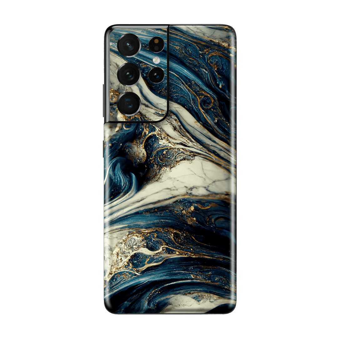 Samsung Galaxy S21 ULTRA Printed Custom SIGNATURE Agate Geode Naia Ocean Blue Stone Skin Wrap Sticker Decal Cover Protector by EasySkinz | EasySkinz.com