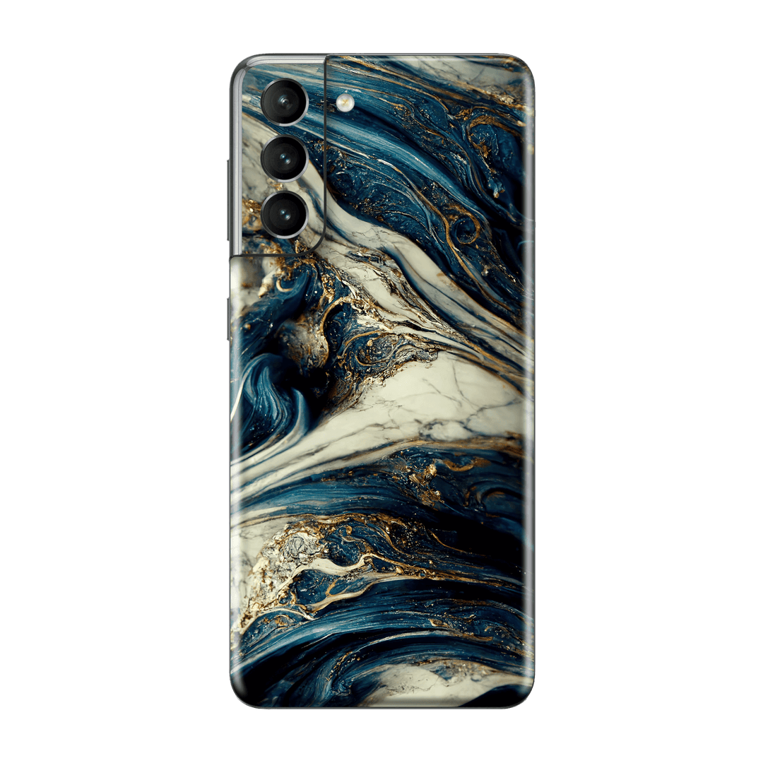 Samsung Galaxy S21 Printed Custom SIGNATURE Agate Geode Naia Ocean Blue Stone Skin Wrap Sticker Decal Cover Protector by EasySkinz | EasySkinz.com