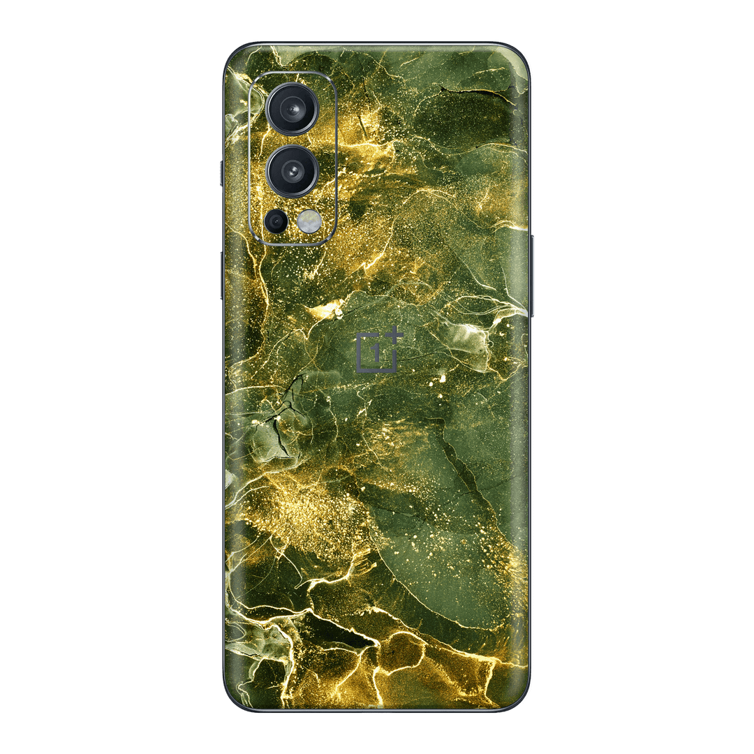 OnePlus Nord 2 Print Printed Custom Signature AGATE GEODE Royal Green-Gold Skin Wrap Sticker Decal Cover Protector by EasySkinz | EasySkinz.com