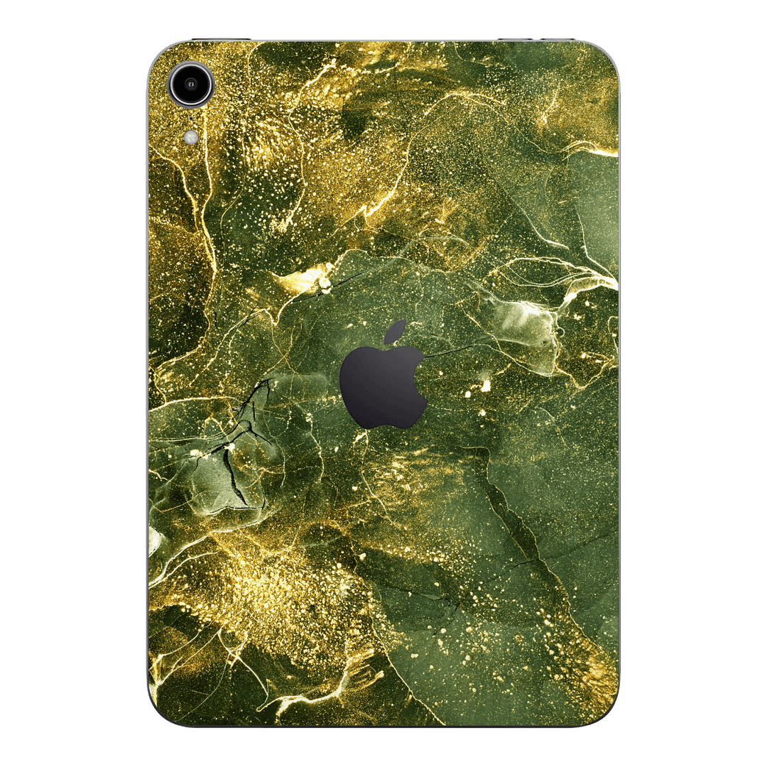 iPad MINI 6 2021 Print Printed Custom Signature AGATE GEODE Royal Green-Gold Skin Wrap Sticker Decal Cover Protector by EasySkinz | EasySkinz.com