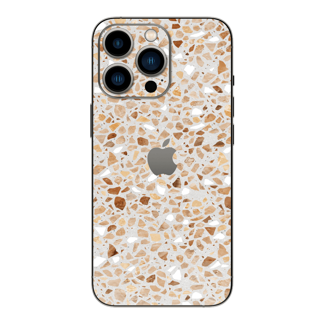 iPhone 14 PRO Print Printed Custom Signature Earth Mosaic Beige Brown Skin Wrap Sticker Decal Cover Protector by EasySkinz