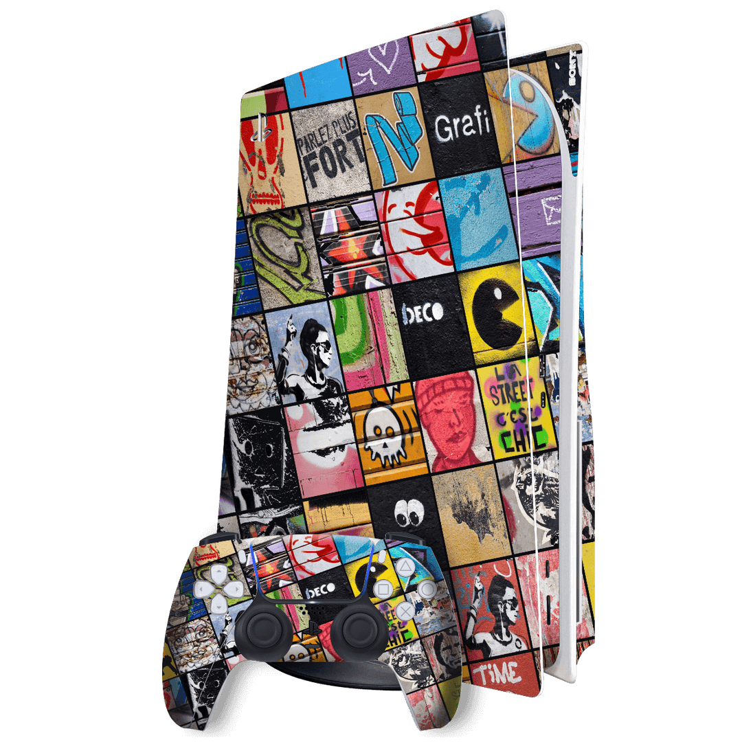 Playstation 5 (PS5) DISC Edition SIGNATURE Art Collage Skin Wrap Sticker Decal Cover Protector by EasySkinz | EasySkinz.com
