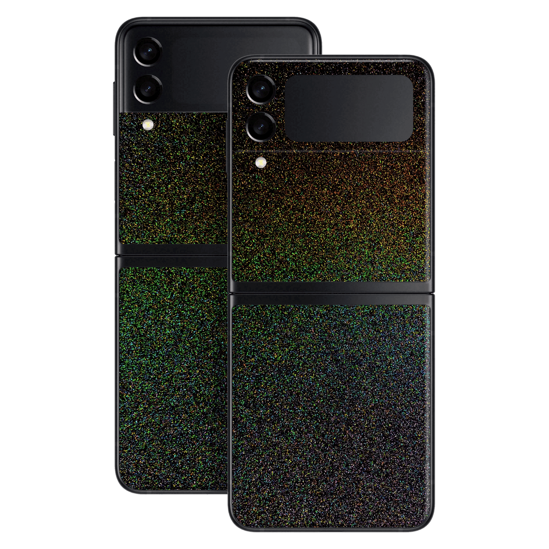 Samsung Galaxy Z Flip 3 GALAXY Black Milky Way Rainbow Sparkling Metallic Gloss Finish Skin Wrap Sticker Decal Cover Protector by EasySkinz | EasySkinz.com