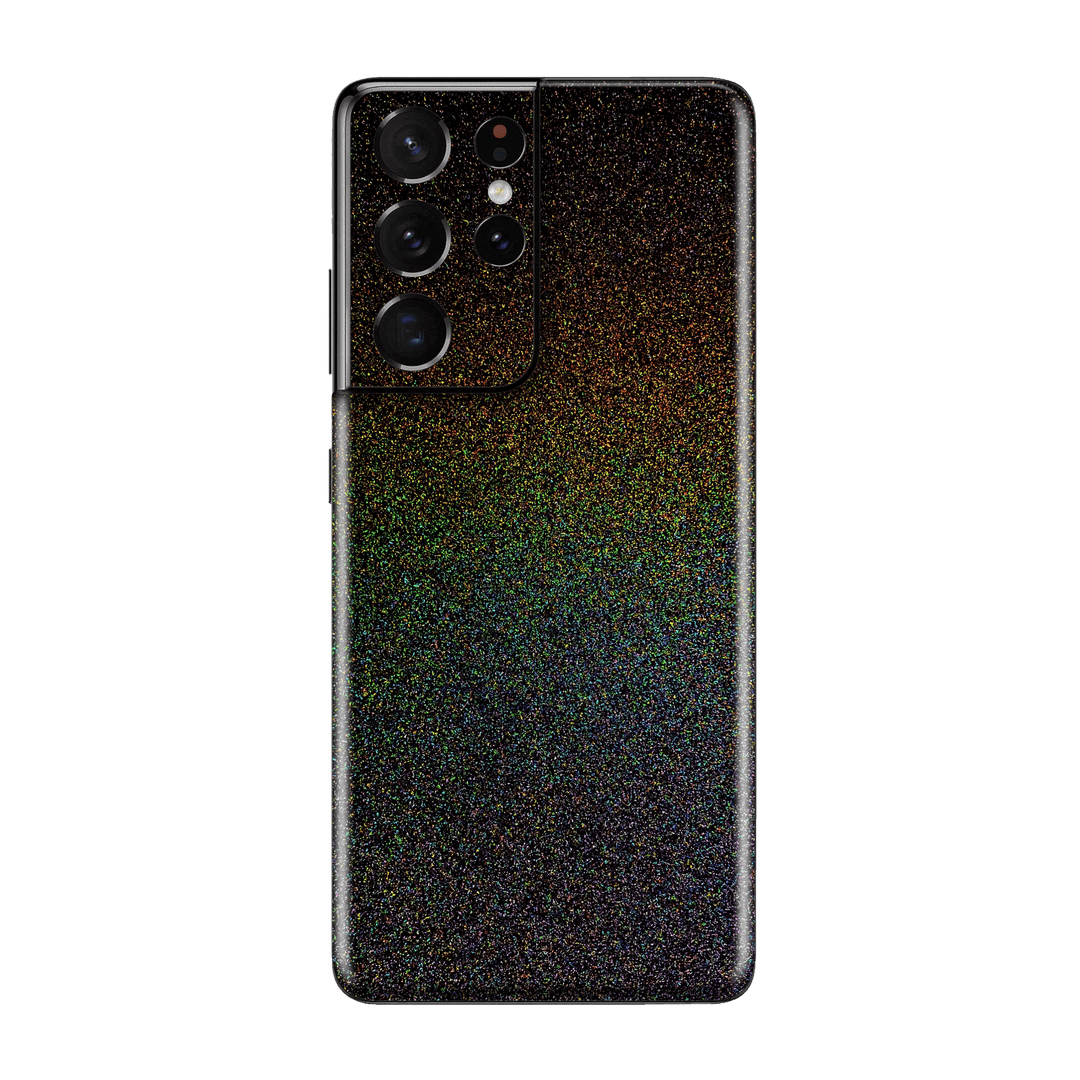 Samsung Galaxy S21 ULTRA Glossy GALAXY Black Milky Way Rainbow Sparkling Metallic Skin Wrap Sticker Decal Cover Protector by EasySkinz