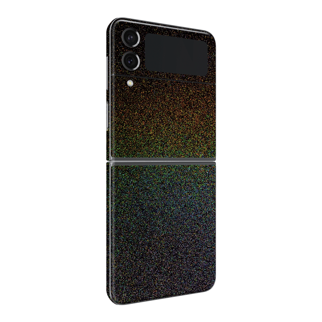 Samsung Galaxy Z Flip 4 (2022) GALAXY Black Milky Way Rainbow Sparkling Metallic Gloss Finish Skin Wrap Sticker Decal Cover Protector by EasySkinz | EasySkinz.com