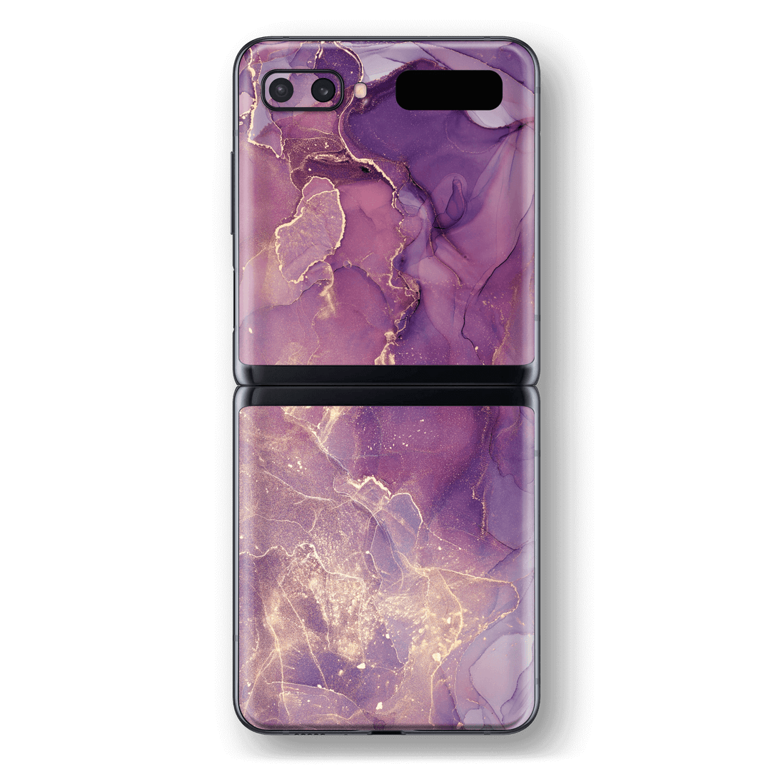Samsung Galaxy Z Flip Print Printed Custom SIGNATURE AGATE GEODE Purple-Gold Skin Wrap Sticker Decal Cover Protector by EasySkinz