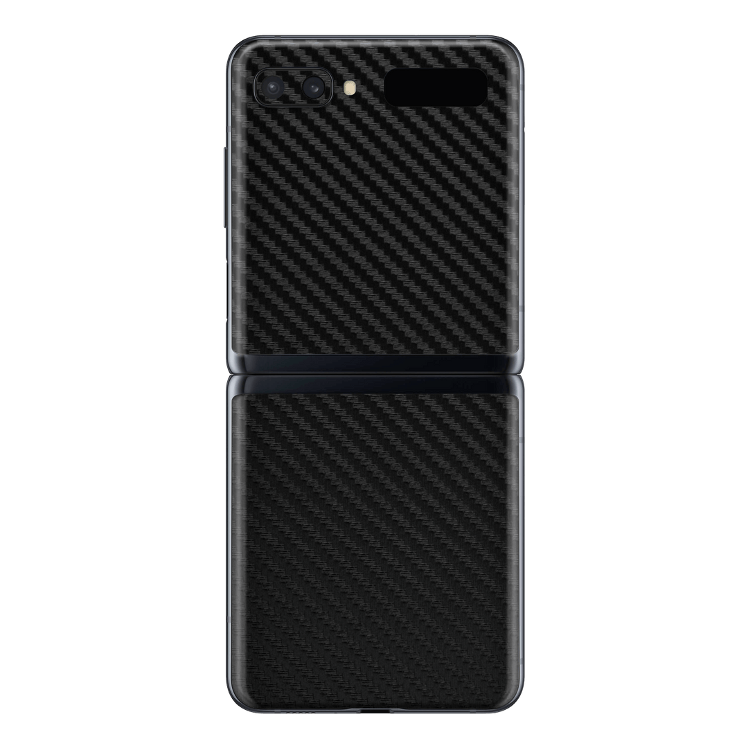 Samsung Galaxy Z Flip 5G Black 3D Textured CARBON Fibre Fiber Skin, Wrap, Decal, Protector, Cover by EasySkinz | EasySkinz.com