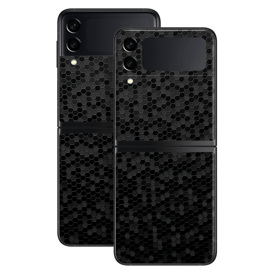 Samsung Galaxy Z Flip 3 Luxuria Black Honeycomb 3D Textured Skin Wrap Sticker Decal Cover Protector by EasySkinz | EasySkinz.com