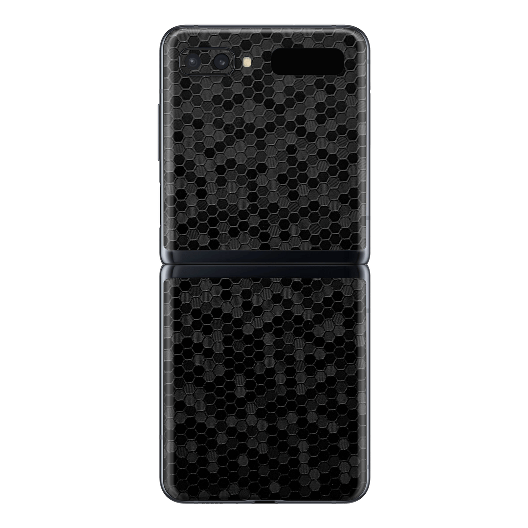 Samsung Galaxy Z Flip 5G Luxuria BLACK Honeycomb 3D Textured Skin Wrap Sticker Decal Cover Protector by EasySkinz