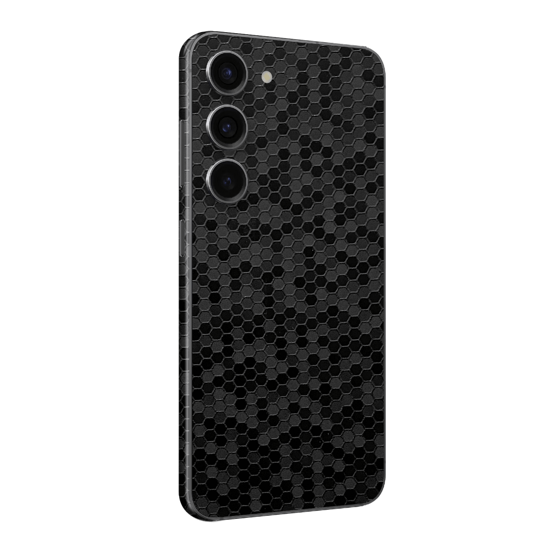 Samsung Galaxy S23 Luxuria Black Honeycomb 3D Textured Skin Wrap Decal Cover Protector by EasySkinz | EasySkinz.com
