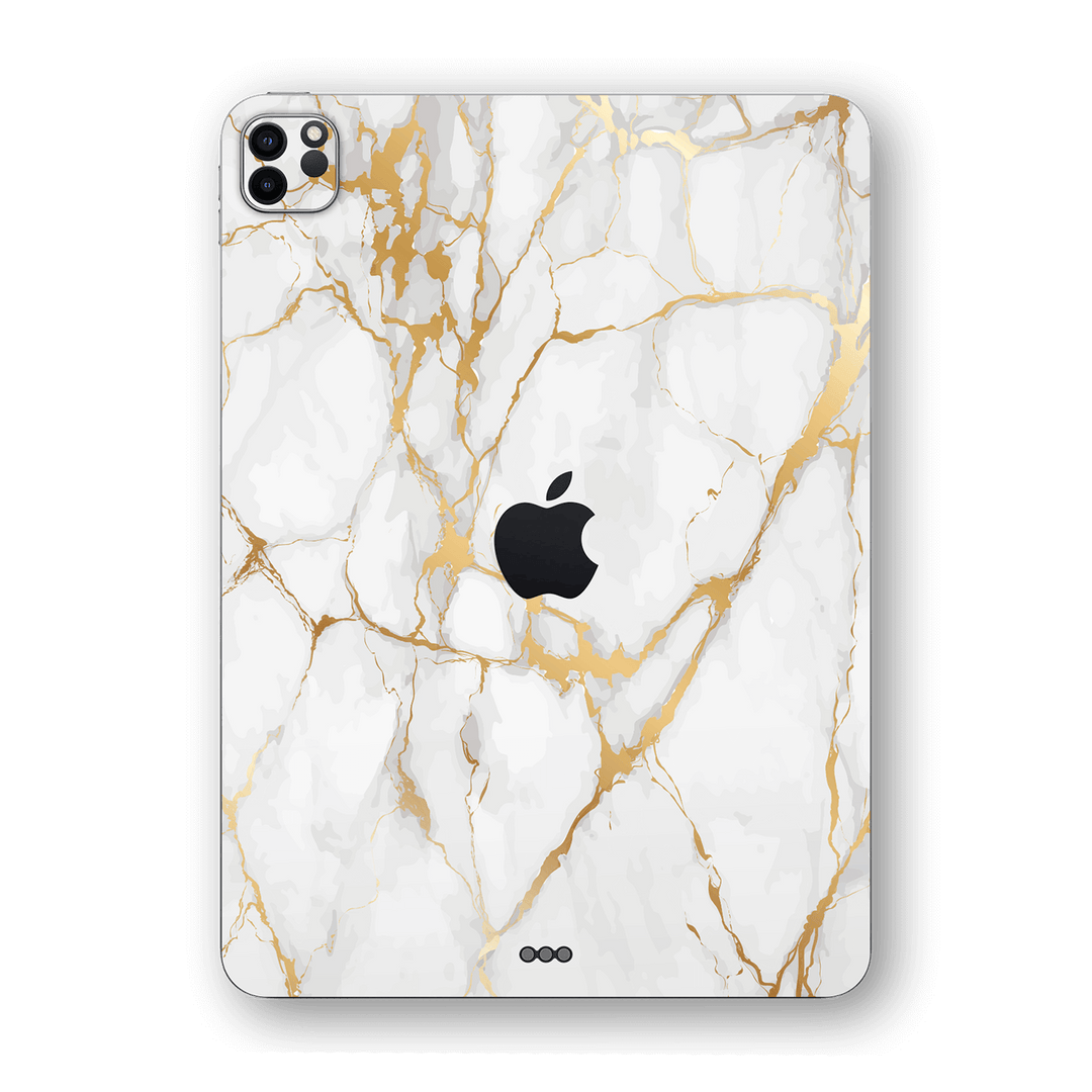 iPad PRO 11" (2020) Print Custom Signature Marble White Gold Skin Wrap Decal by EasySkinz | EasySkinz.com