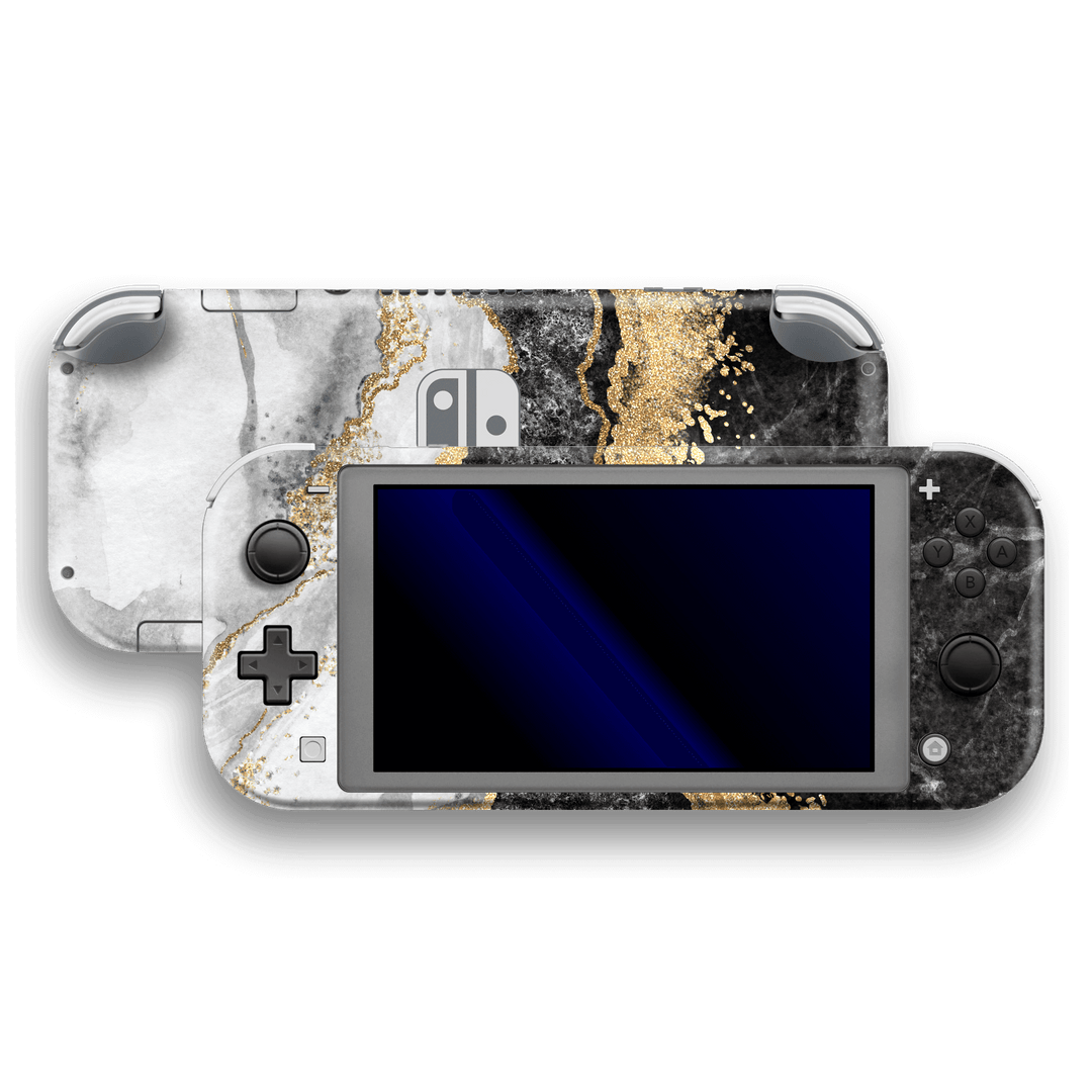 Nintendo Switch LITE SIGNATURE Golden White-Slate Marble Skin Wrap Sticker Decal Cover Protector by EasySkinz