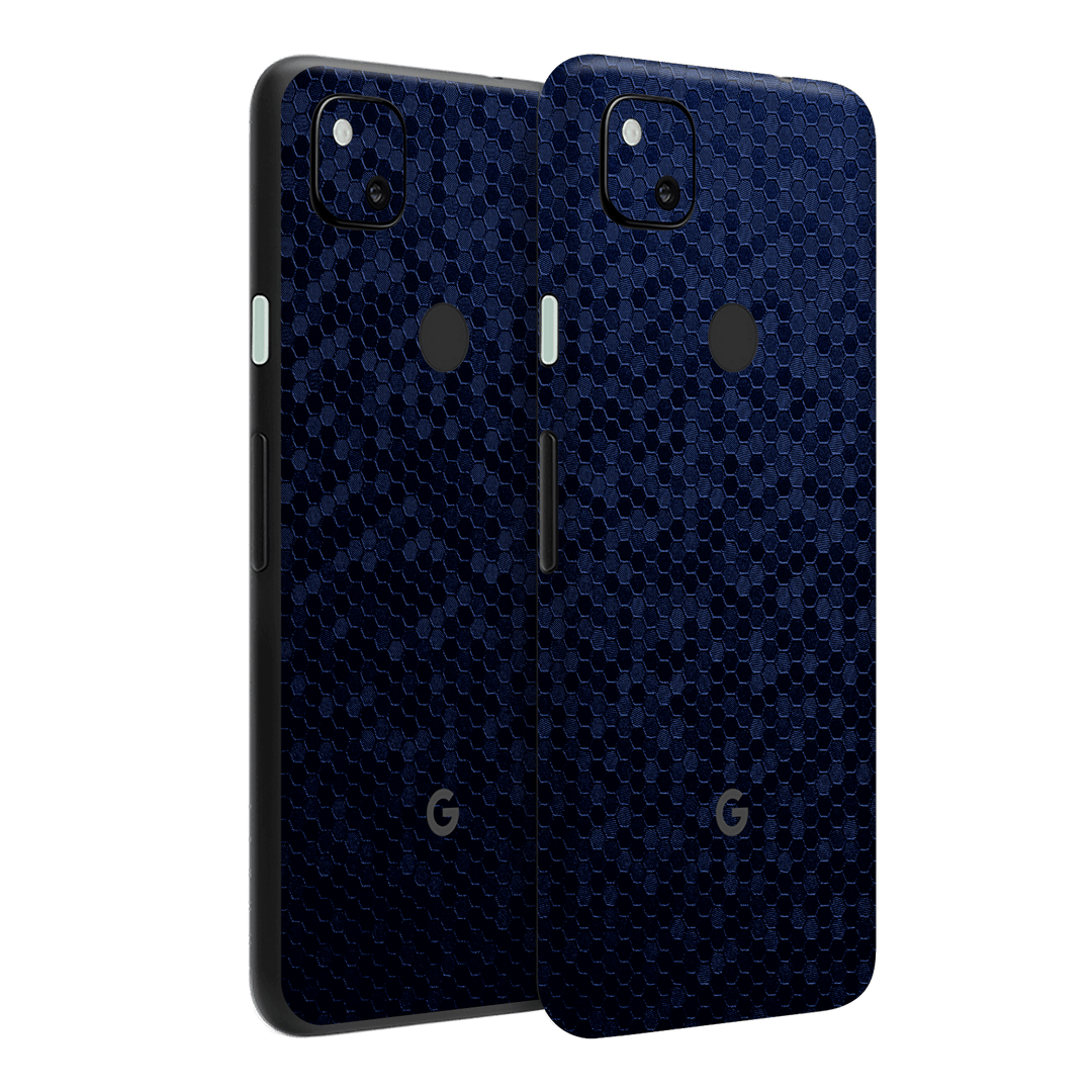 Google Pixel 4a Luxuria Navy Blue Honeycomb 3D Textured Skin Wrap Sticker Decal Cover Protector by EasySkinz | EasySkinz.com