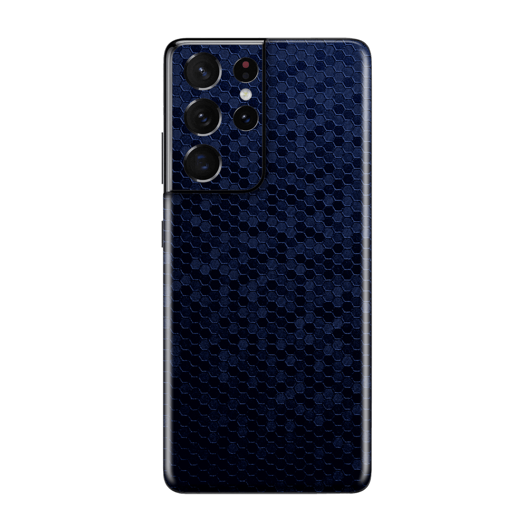 Samsung Galaxy S21 ULTRA Luxuria Navy Blue Honeycomb 3D Textured Skin Wrap Sticker Decal Cover Protector by EasySkinz