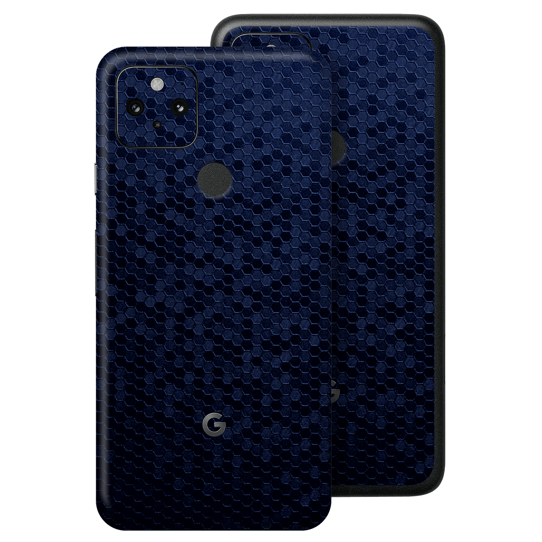 Pixel 5 Navy Blue Honeycomb 3D Textured Skin Wrap Sticker Decal Cover Protector by EasySkinz