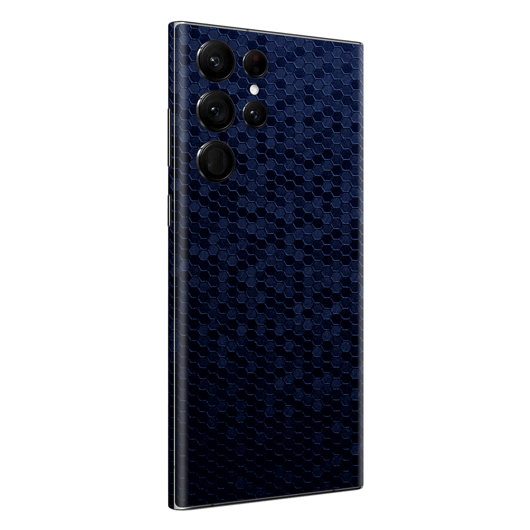 Samsung Galaxy S23 ULTRA Luxuria Navy Blue Honeycomb 3D Textured Skin Wrap Decal Cover Protector by EasySkinz | EasySkinz.com
