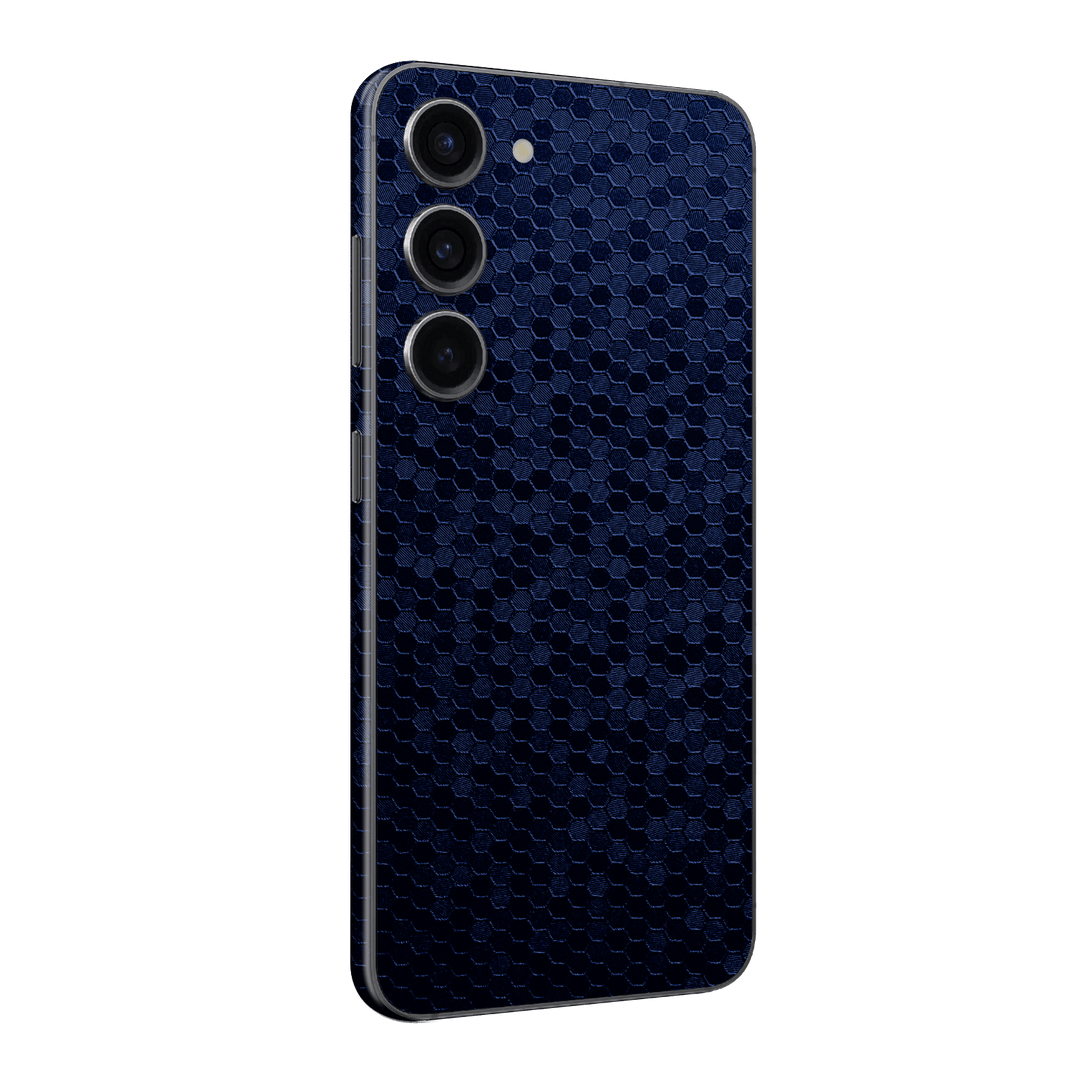 Samsung Galaxy S23 Luxuria Navy Blue Honeycomb 3D Textured Skin Wrap Decal Cover Protector by EasySkinz | EasySkinz.com