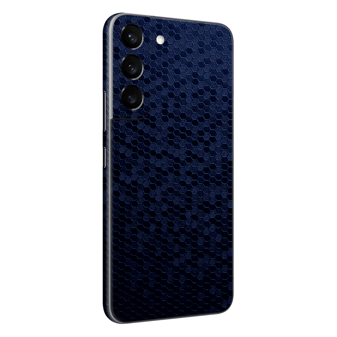 Samsung Galaxy S22 Luxuria Navy Blue Honeycomb 3D Textured Skin Wrap Decal Cover Protector by EasySkinz | EasySkinz.com