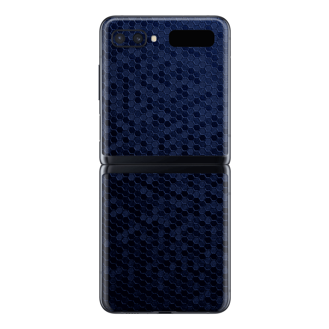 Samsung Galaxy Z Flip 5G Luxuria Navy Blue Honeycomb 3D Textured Skin Wrap Sticker Decal Cover Protector by EasySkinz