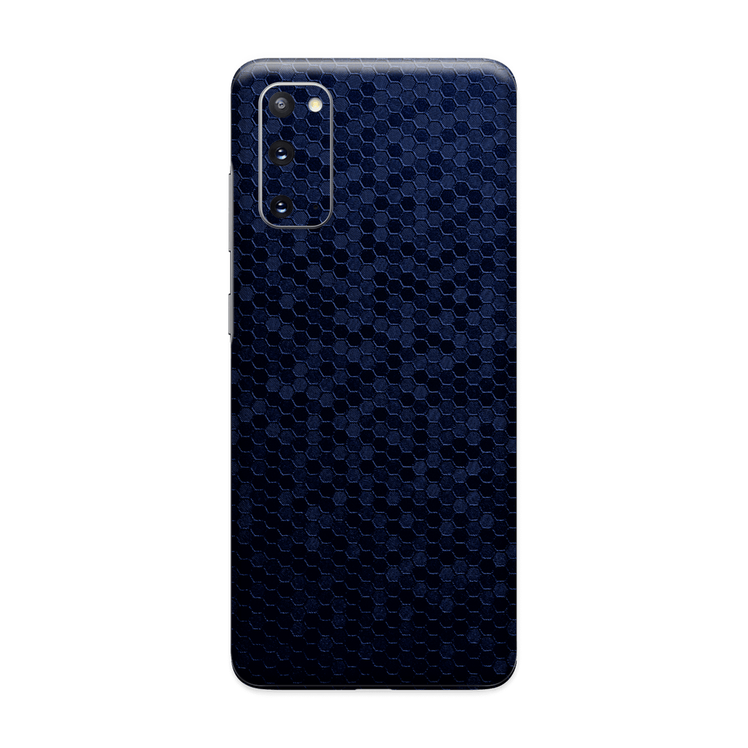 Samsung Galaxy S20 Luxuria Navy Blue Honeycomb 3D Textured Skin Wrap Sticker Decal Cover Protector by EasySkinz | EasySkinz.com