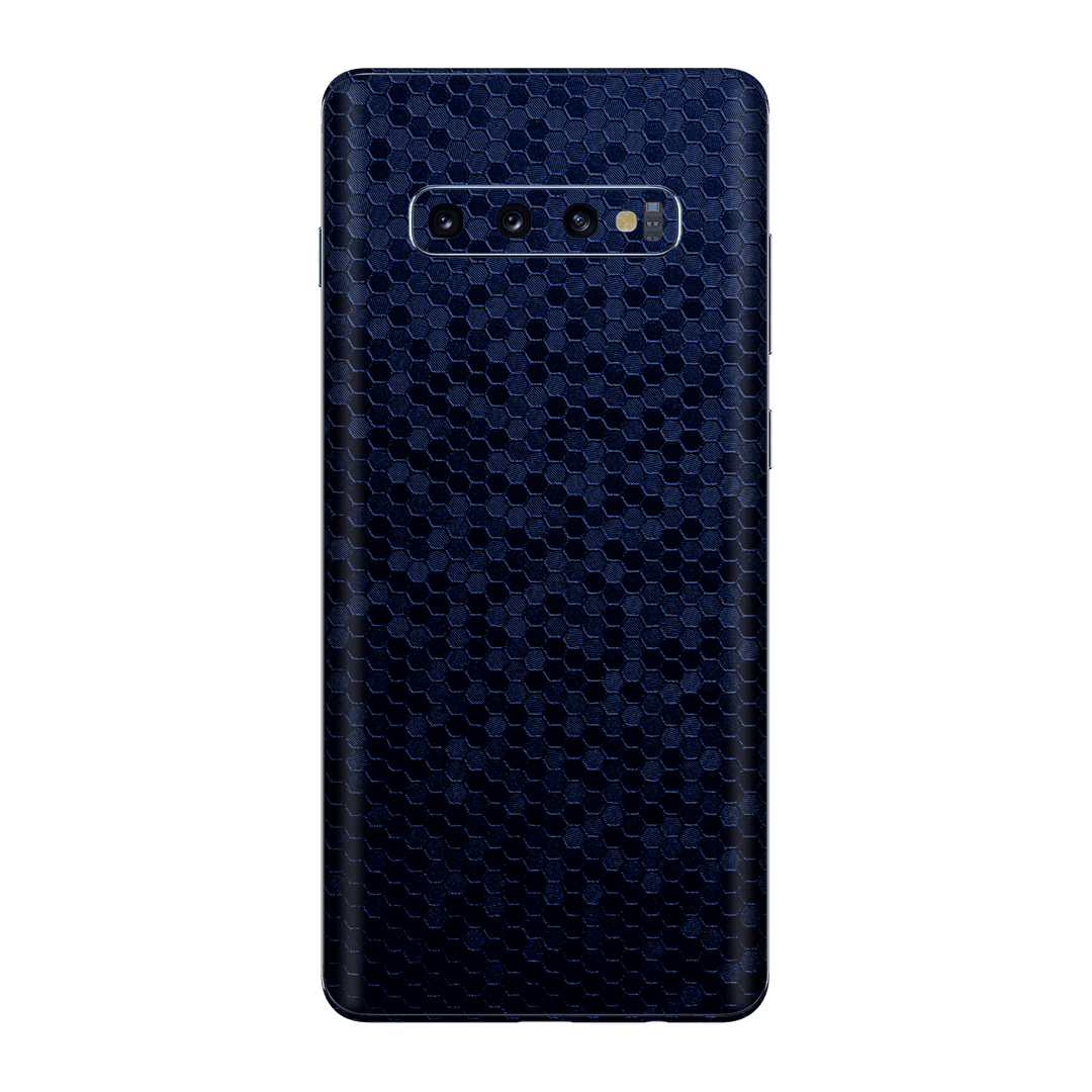 Samsung Galaxy S10+ PLUS Luxuria Navy Blue Honeycomb 3D Textured Skin Wrap Sticker Decal Cover Protector by EasySkinz | EasySkinz.com