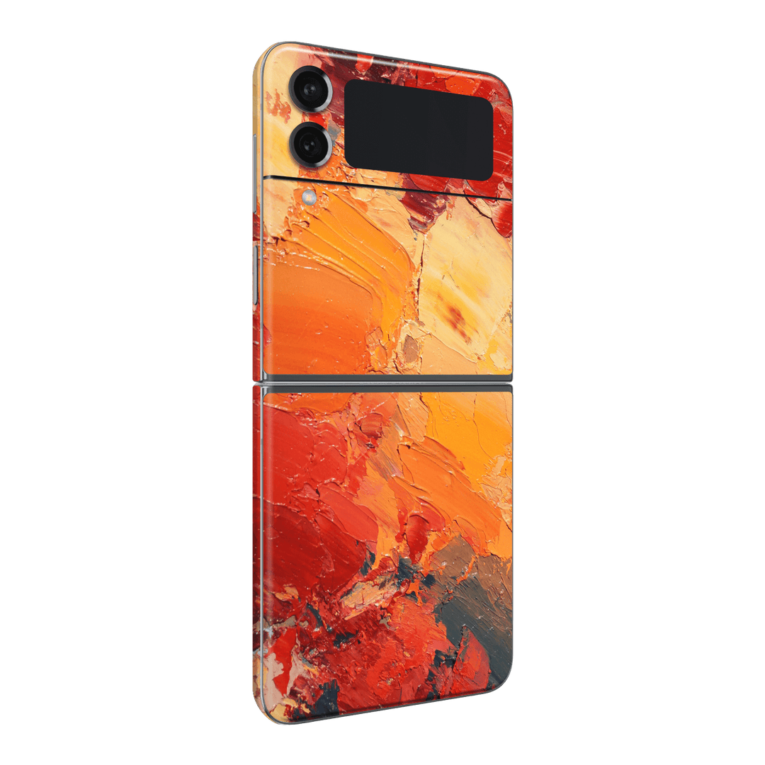 Samsung Galaxy Z Flip 4 (2022) Print Printed Custom Signature Sunset in Oia Painting Skin Wrap Sticker Decal Cover Protector by EasySkinz