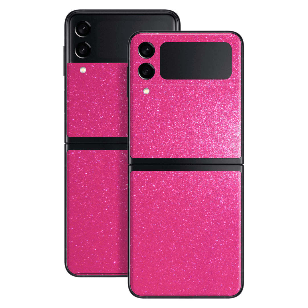 Samsung Galaxy Z Flip 3 Diamond Candy Magenta Shimmering Sparkling Glitter Skin Wrap Sticker Decal Cover Protector by EasySkinz | EasySkinz.com