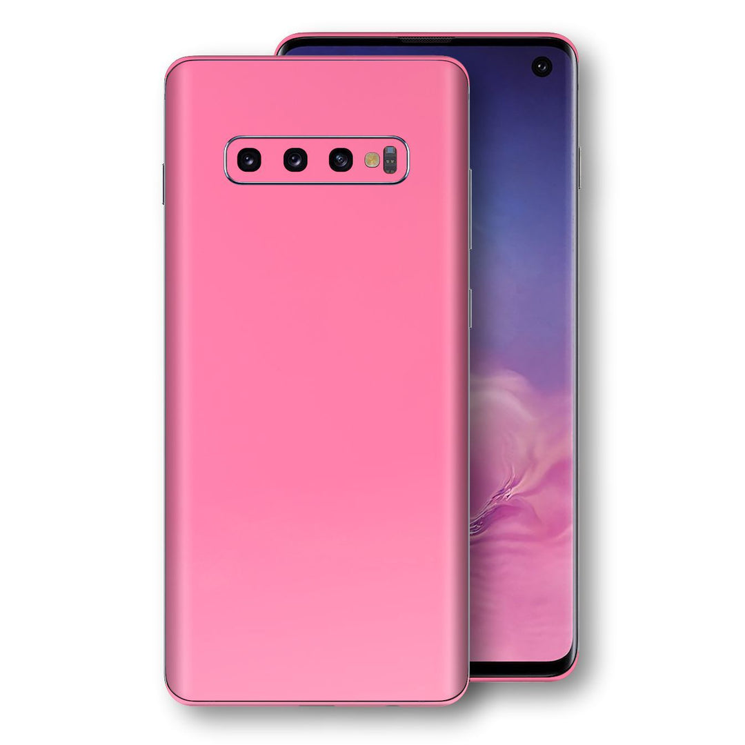 Samsung Galaxy S10 Hot Pink Glossy Gloss Finish Skin, Decal, Wrap, Protector, Cover by EasySkinz | EasySkinz.com