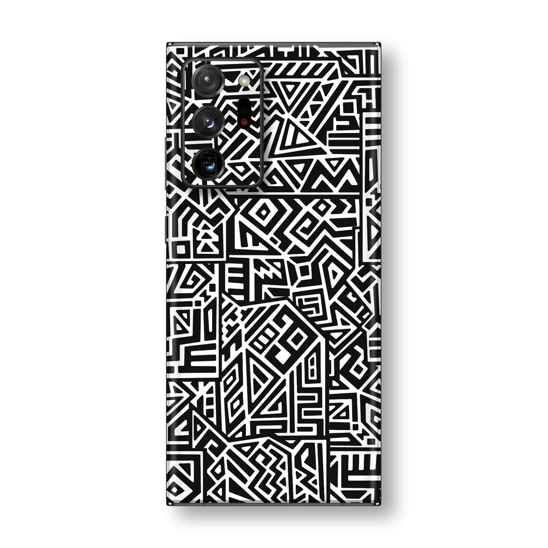 Samsung Galaxy NOTE 20 ULTRA Print Printed Custom SIGNATURE Black and White Geometric Tribal Secret Camouflage Skin Wrap Sticker Decal Cover Protector by EasySkinz