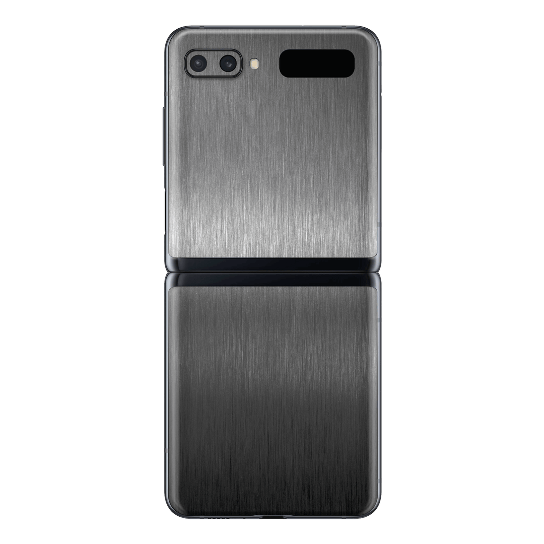 Samsung Galaxy Z Flip Brushed Metal Titanium Metallic Skin Wrap Sticker Decal Cover Protector by EasySkinz | EasySkinz.com