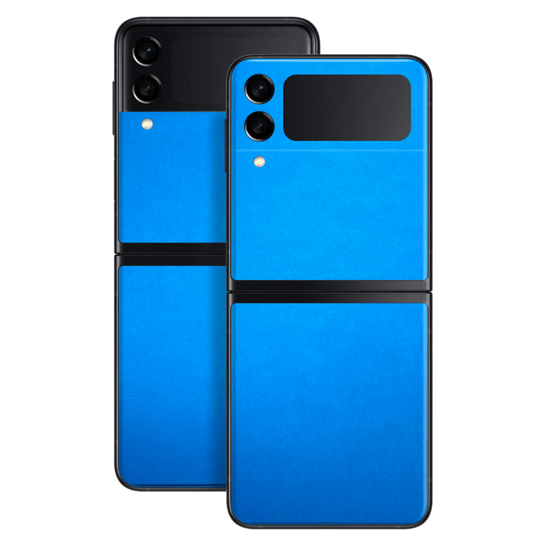Samsung Galaxy Z Flip 3 Satin Blue Metallic Matt Matte Skin Wrap Sticker Decal Cover Protector by EasySkinz | EasySkinz.com