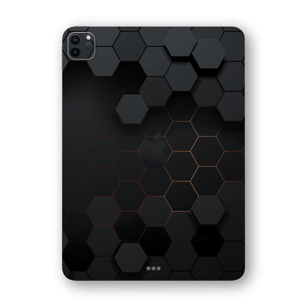 iPad PRO 12.9-inch 2021 Print Printed Custom Signature Black-Gold Hexagon Skin Wrap Sticker Decal Cover Protector by EasySkinz | EasySkinz.com
