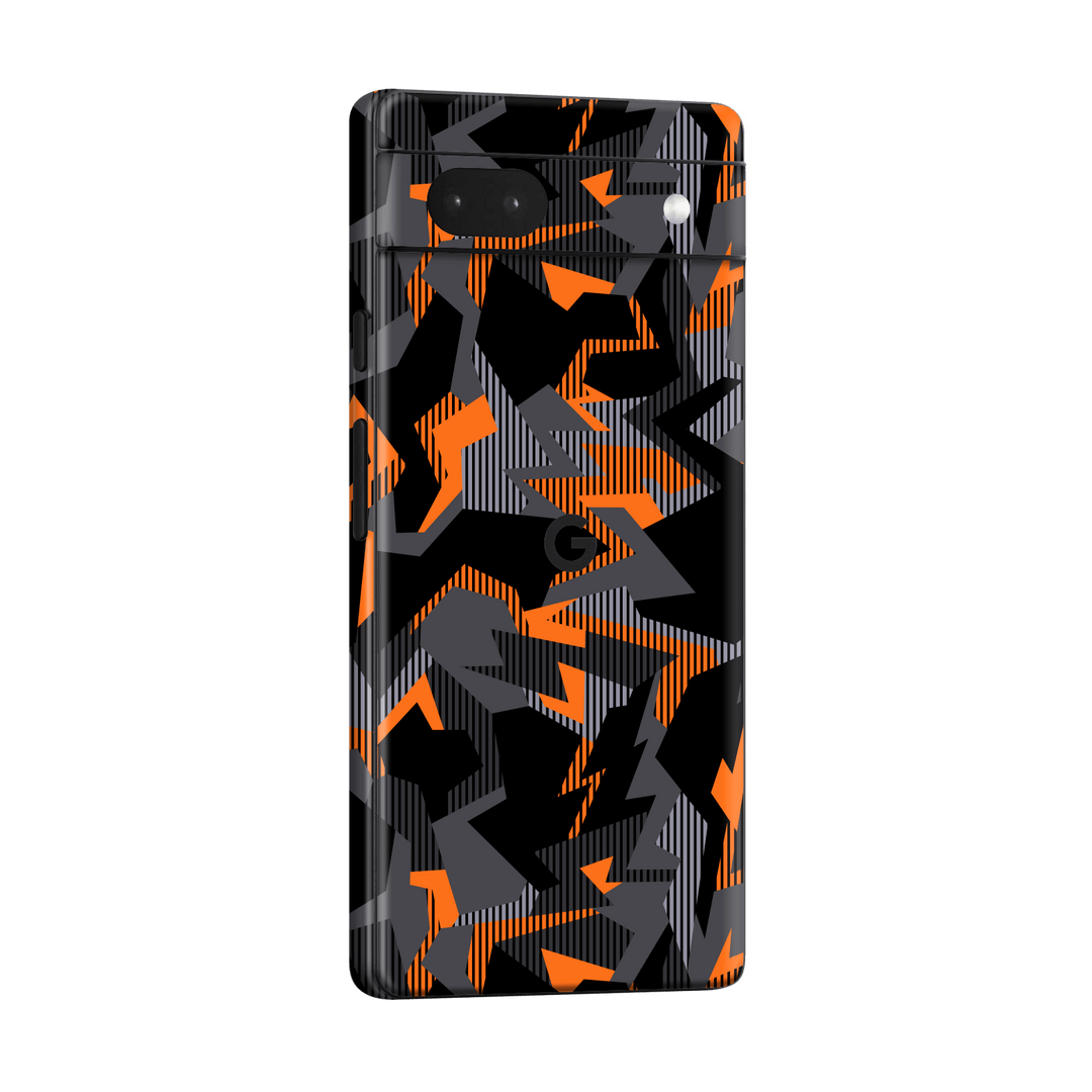 Google Pixel 6a (2022) Print Printed Custom Signature Sharp-Edged Orange Camo Camouflage Skin Wrap Sticker Decal Cover Protector by EasySkinz | EasySkinz.com
