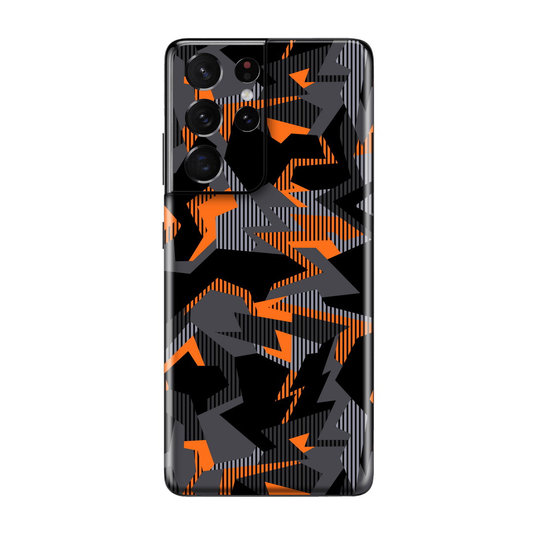 Samsung Galaxy S21 ULTRA Print Printed Custom SIGNATURE Sharp-Edged Orange Camo Camouflage Skin Wrap Sticker Decal Cover Protector by EasySkinz | EasySkinz.com