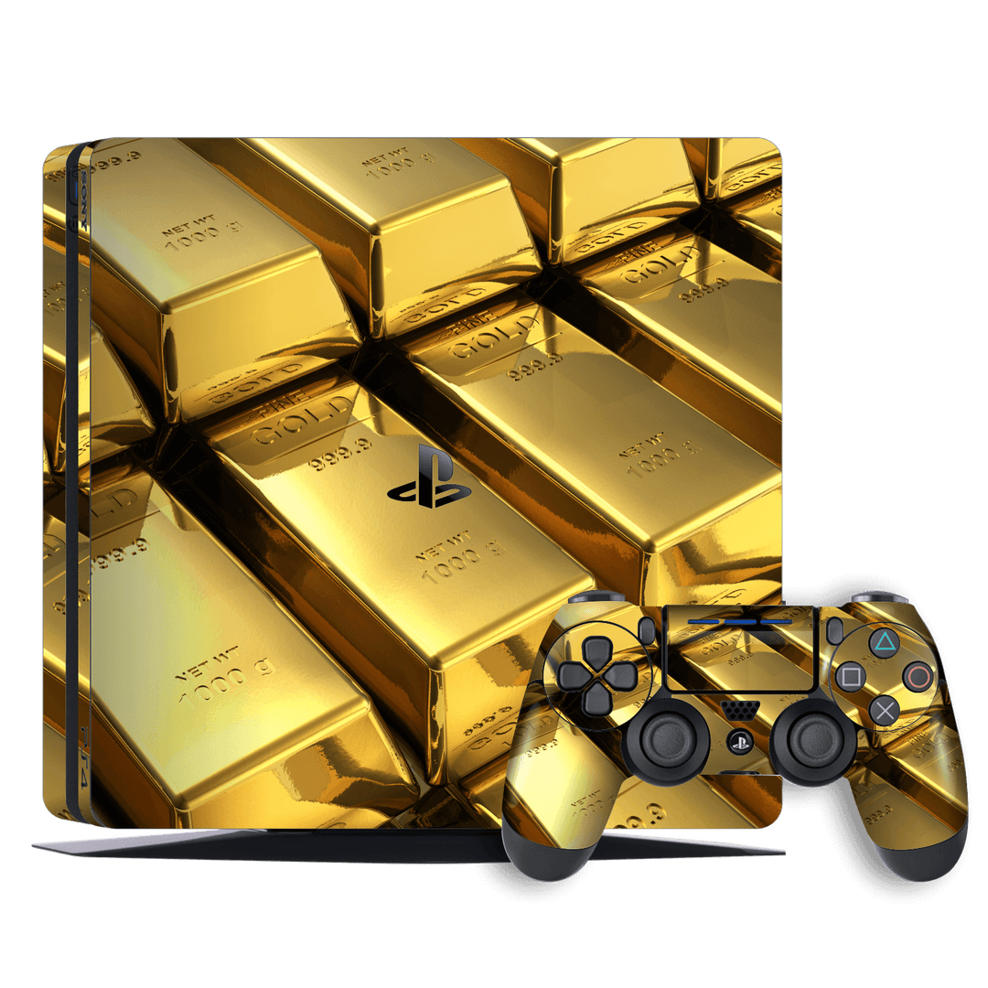 Playstation 4 SLIM PS4 Signature 24K Gold Skin Wrap Decal by EasySkinz