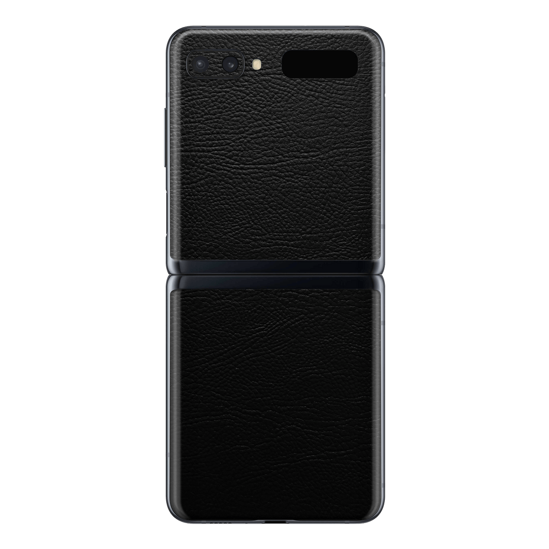 Samsung Galaxy Z Flip 5G Luxuria Riders Black Leather Jacket 3D Textured Skin Wrap Decal Cover Protector by EasySkinz | EasySkinz.com