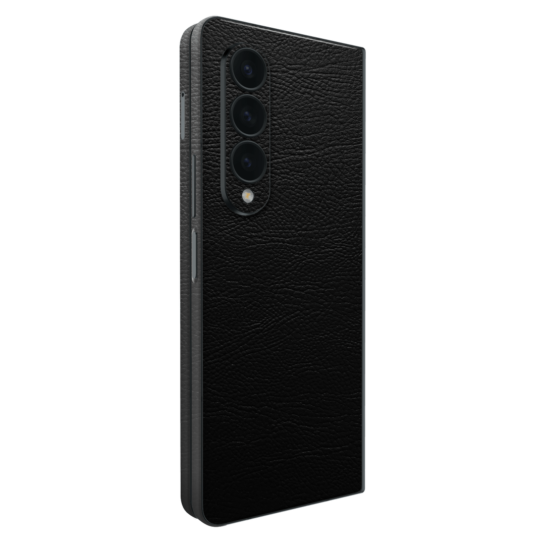 Samsung Galaxy Z Fold 4 (2022) BLACK LEATHER Skin Wrap Sticker Decal Cover Protector by EasySkinz | EasySkinz.com