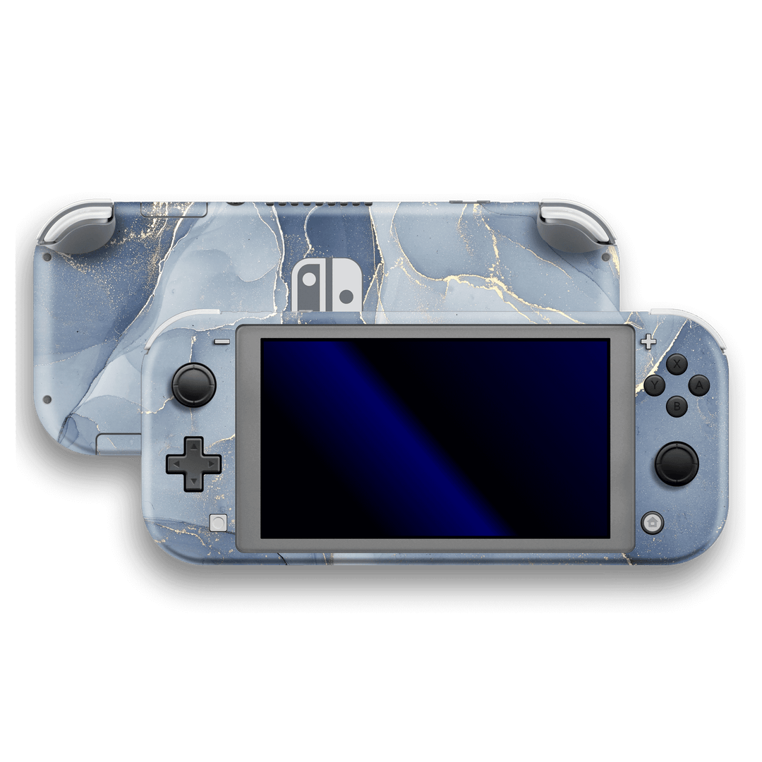 Nintendo Switch LITE SIGNATURE AGATE GEODE Blue-Gold Skin Wrap Sticker Decal Cover Protector by EasySkinz