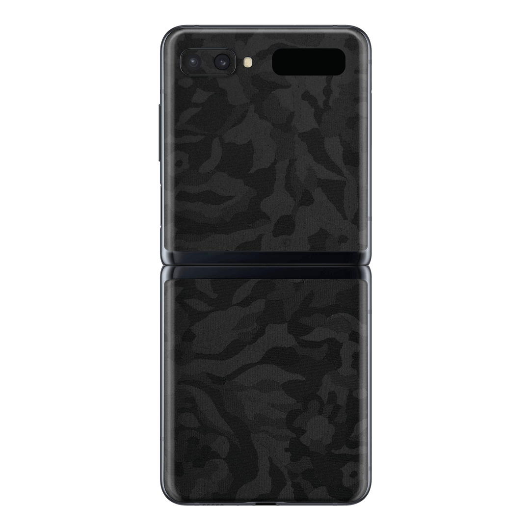 Samsung Galaxy Z Flip Black Camo Camouflage 3D Textured Skin Wrap Sticker Decal Cover Protector by EasySkinz