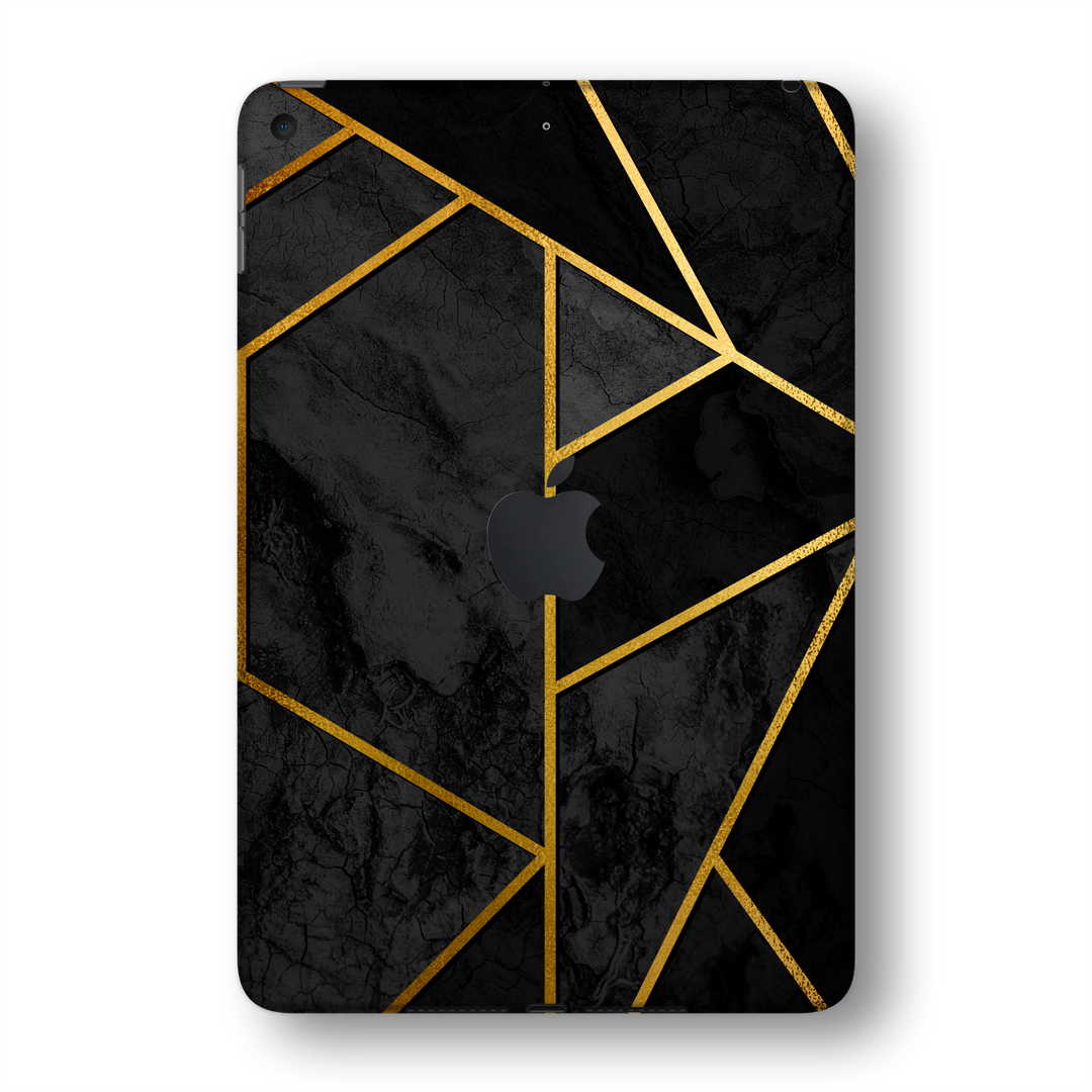 iPad MINI 5 (5th Generation 2019) SIGNATURE Black-Gold Geometric Skin Wrap Sticker Decal Cover Protector by EasySkinz