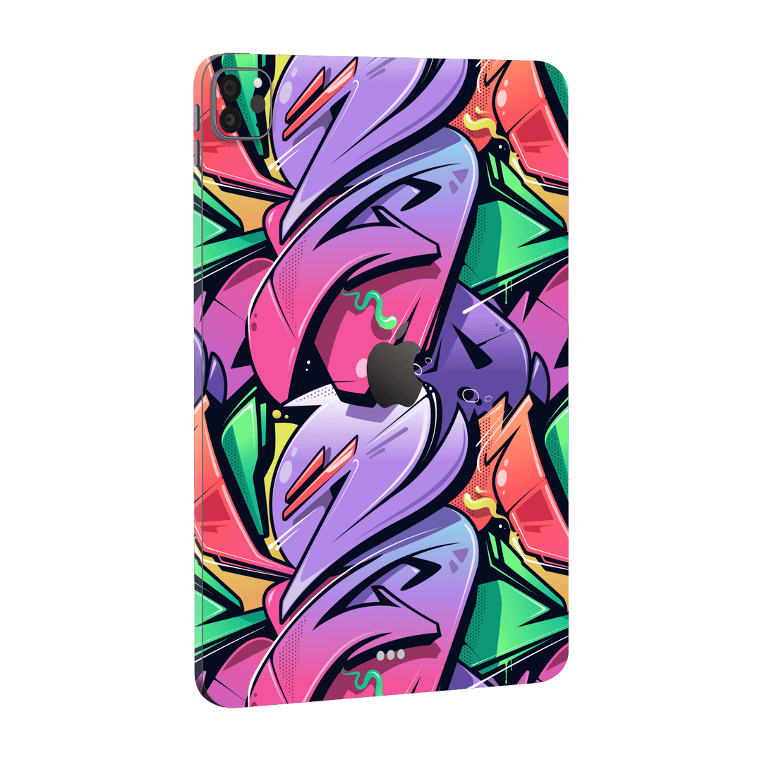 iPad PRO 12.9” (M2, 2022) Print Printed Custom SIGNATURE Japanese Style Pop Art Graffiti Pop Culture Purple Pink Yellow Green Skin, Wrap, Decal, Protector, Cover by EasySkinz | EasySkinz.com
