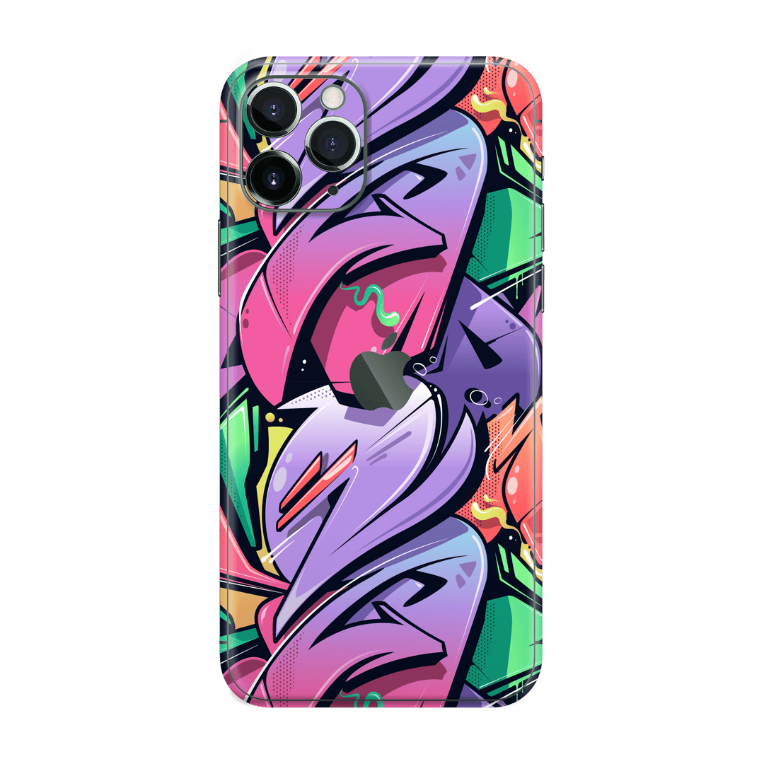 iPhone 11 Pro MAX Print Printed Custom SIGNATURE Japanese Style Pop Art Graffiti Pop Culture Purple Pink Yellow Green Skin, Wrap, Decal, Protector, Cover by EasySkinz | EasySkinz.com