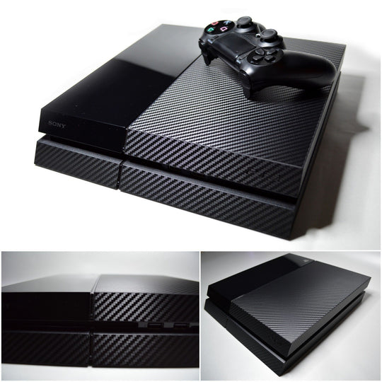 Playstation 4 (PS4) 3D Textured BLACK CARBON Fibre Wrap Decal Skin