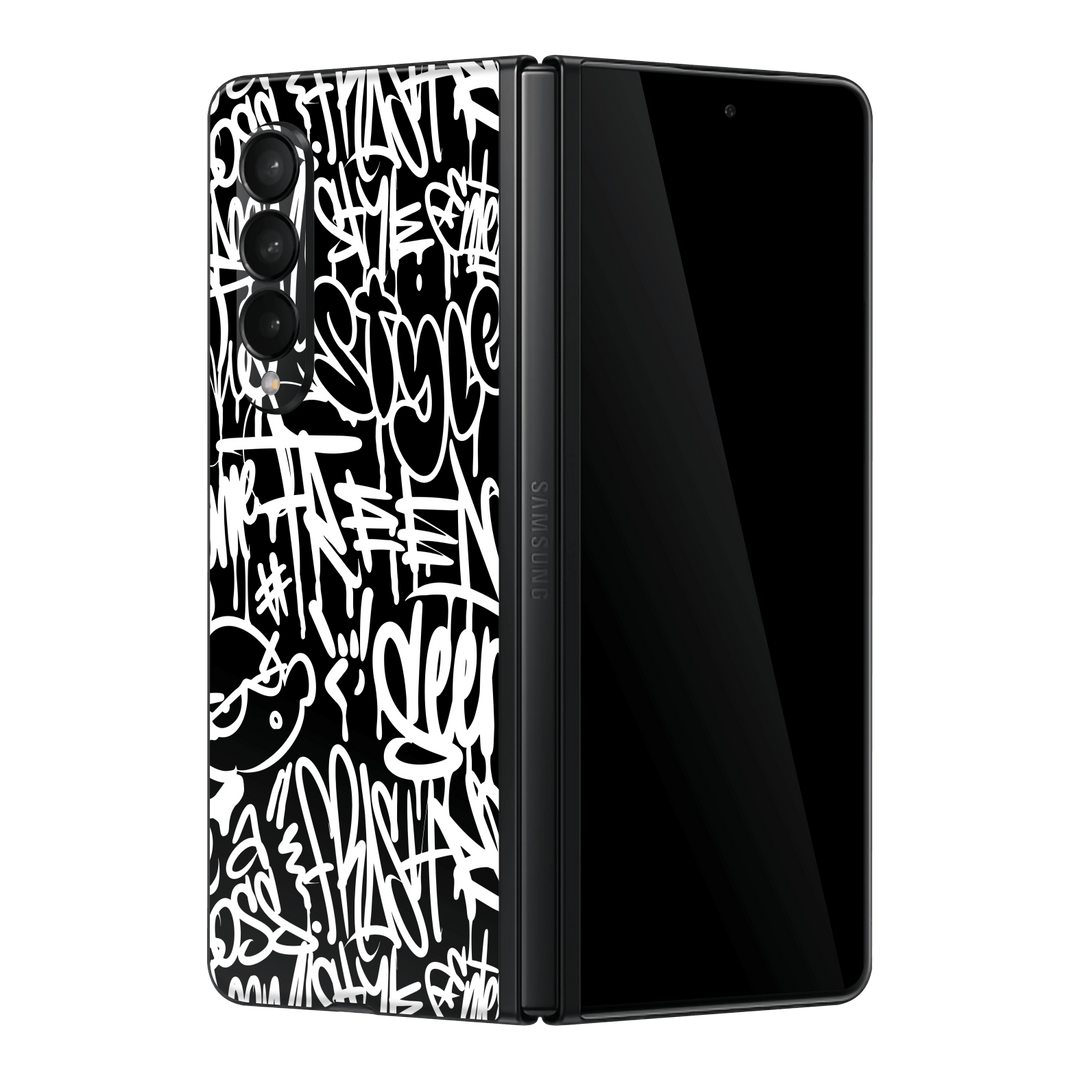 Samsung Galaxy Z FOLD 3 Print Printed Custom SIGNATURE Monochrome Black and WhiteGraffiti Skin Wrap Sticker Decal Cover Protector by EasySkinz | EasySkinz.com