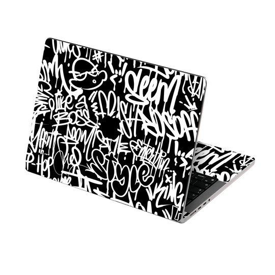 MacBook PRO 14" (2021/2023) Print Printed Custom Signature Monochrome Black and WhiteGraffiti Skin Wrap Sticker Decal Cover Protector by EasySkinz | EasySkinz.com