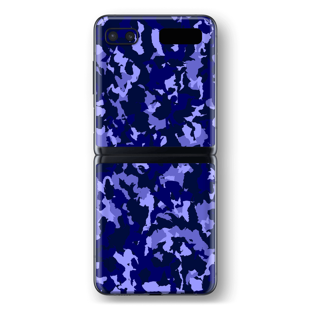 Samsung Galaxy Z Flip 5G Print Printed Custom SIGNATURE Camouflage Navy-Purple Skin Wrap Sticker Decal Cover Protector by EasySkinz