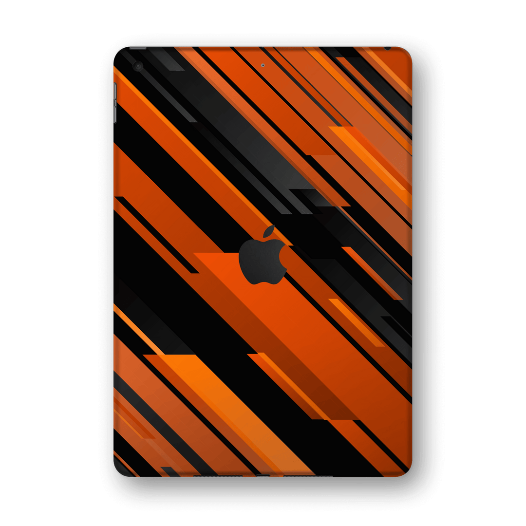iPad 10.2" (8th Gen, 2020) SIGNATURE Black-Orange Stripes Skin Wrap Sticker Decal Cover Protector by EasySkinz
